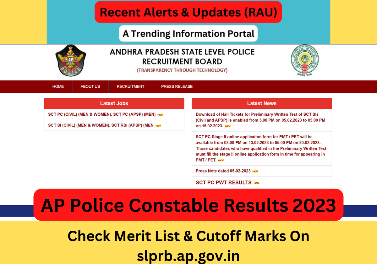 AP Police Constable Results 2023 Check Merit List & Cutoff Marks On slprb.ap.gov.in