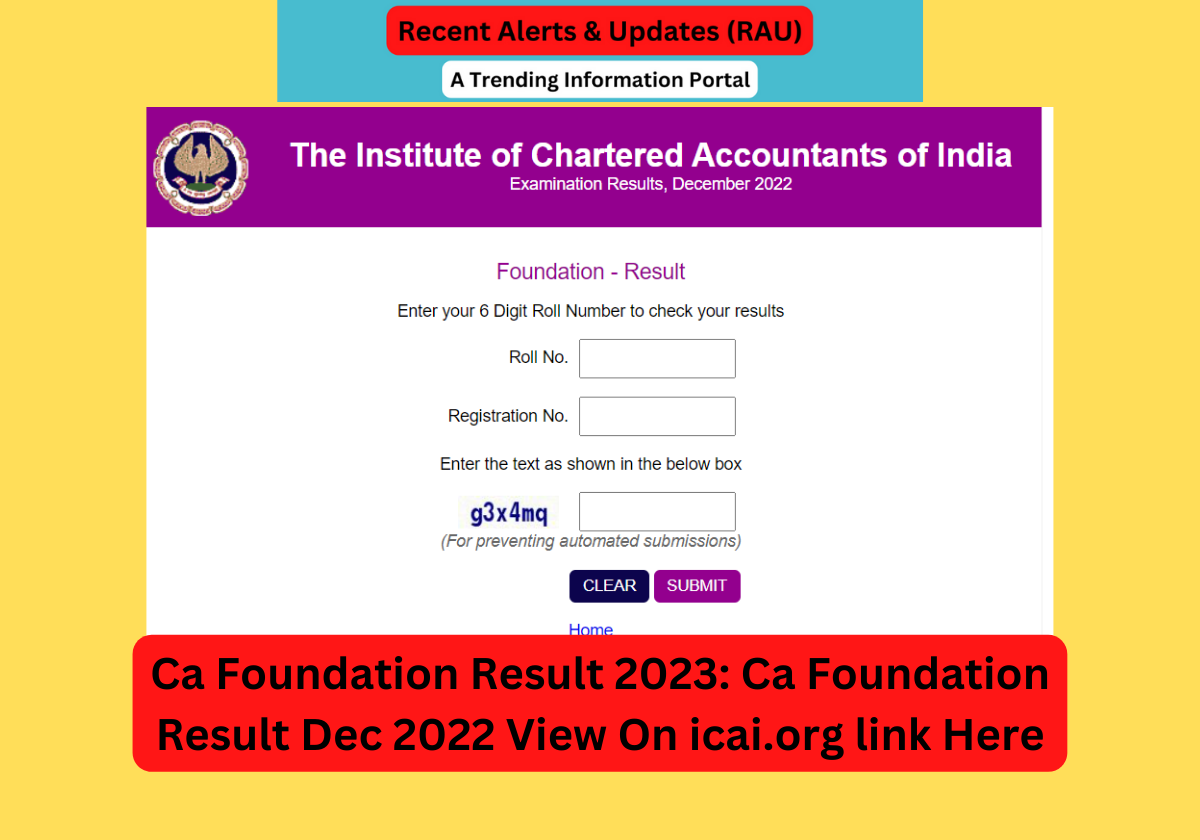 Ca Foundation Result 2023: Ca Foundation Result Dec 2022 View On icai.org link Here