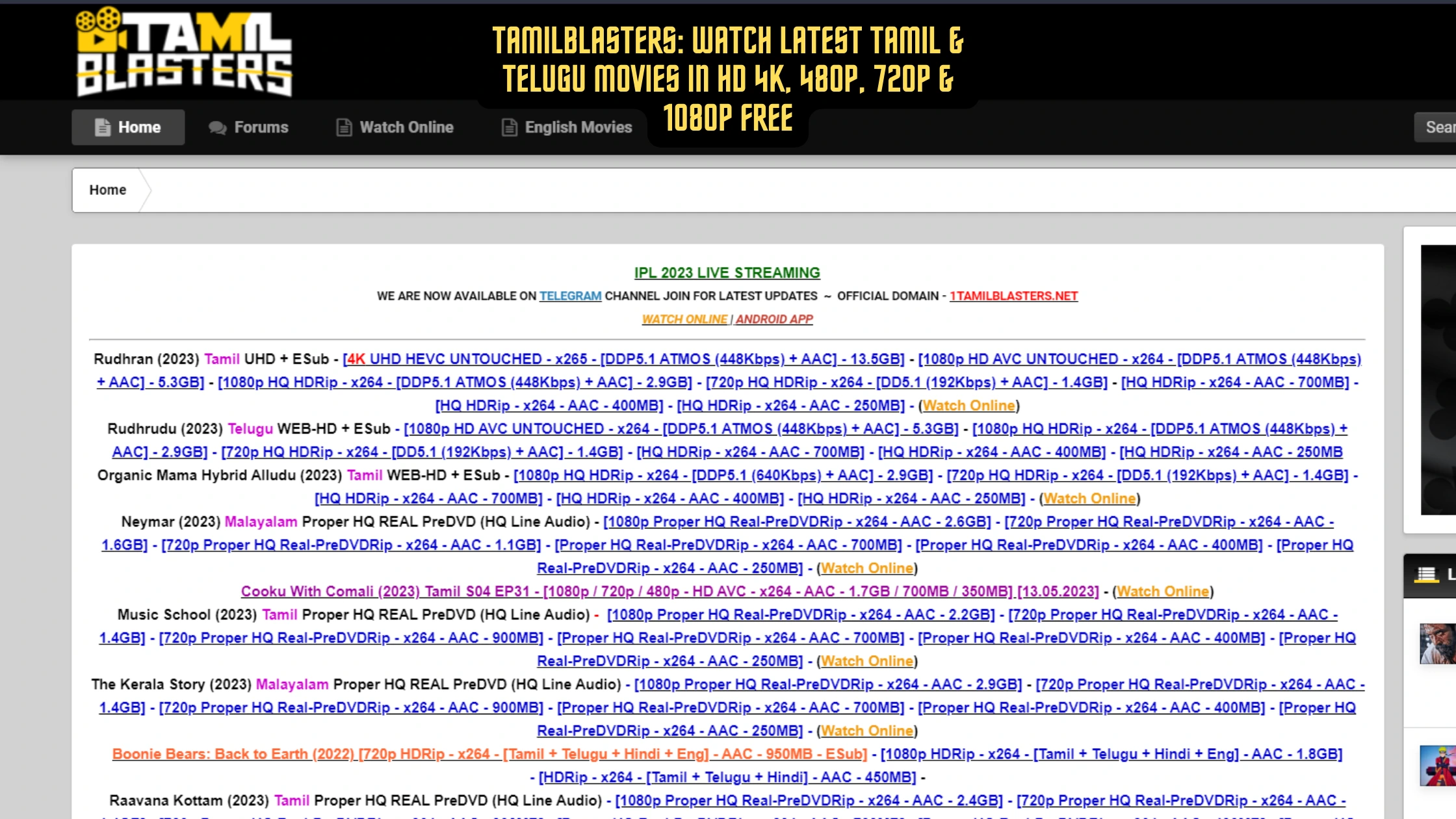 Tamilblasters: Watch Latest Tamil & Telugu Movies in HD 4K, 480p, 720p & 1080p Free